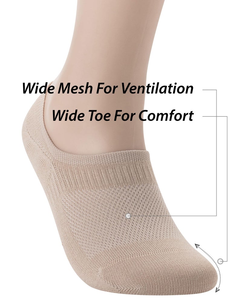 Pro Mountain Thin No Show Socks Women Seamless Wide Toe Box For Health Size S Beige 6 Pack Liner Thin Footies Casual Sneakers Loafer Flats US Shoe 6-8 - Image 5